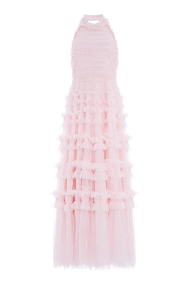 Needle and Thread Dresses Lisette Ruffle Halter Neck Gown Pink 8211 Women