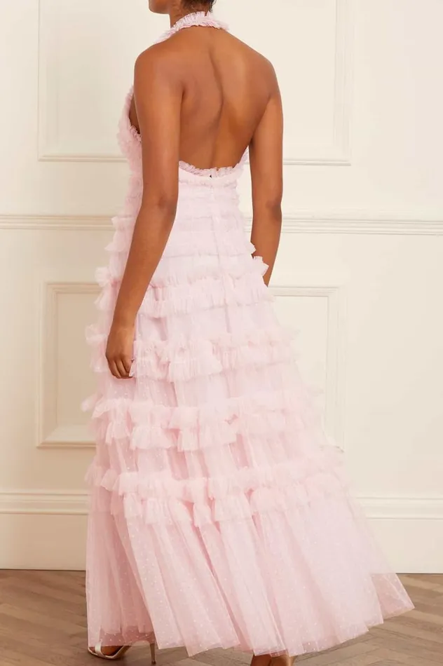 Needle and Thread Dresses Lisette Ruffle Halter Neck Gown Pink 8211 Women