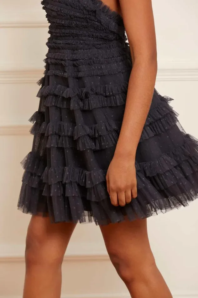 Needle and Thread Dresses Lisette Ruffle Halter Neck Micro Mini Dress Black 8211 Women