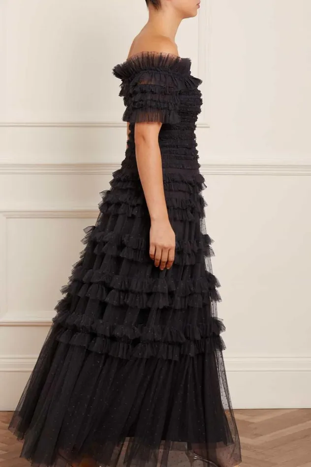 Needle and Thread Dresses Lisette Ruffle Off Shoulder Gown Black 8211 Women