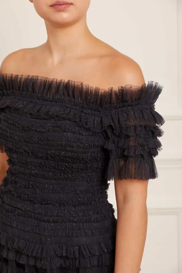 Needle and Thread Dresses Lisette Ruffle Off Shoulder Gown Black 8211 Women