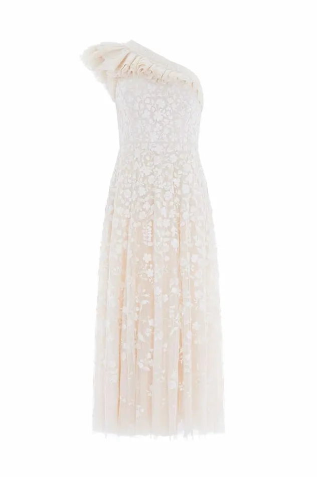 Needle and Thread Dresses Posy Pirouette OneShoulder Ankle Gown Champagne 8211 Women