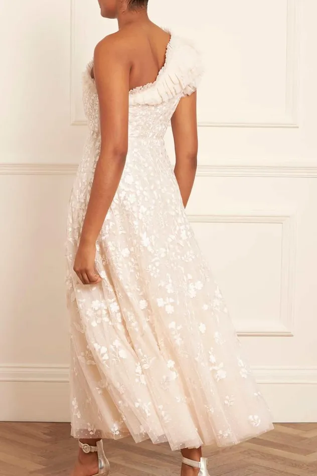 Needle and Thread Dresses Posy Pirouette OneShoulder Ankle Gown Champagne 8211 Women