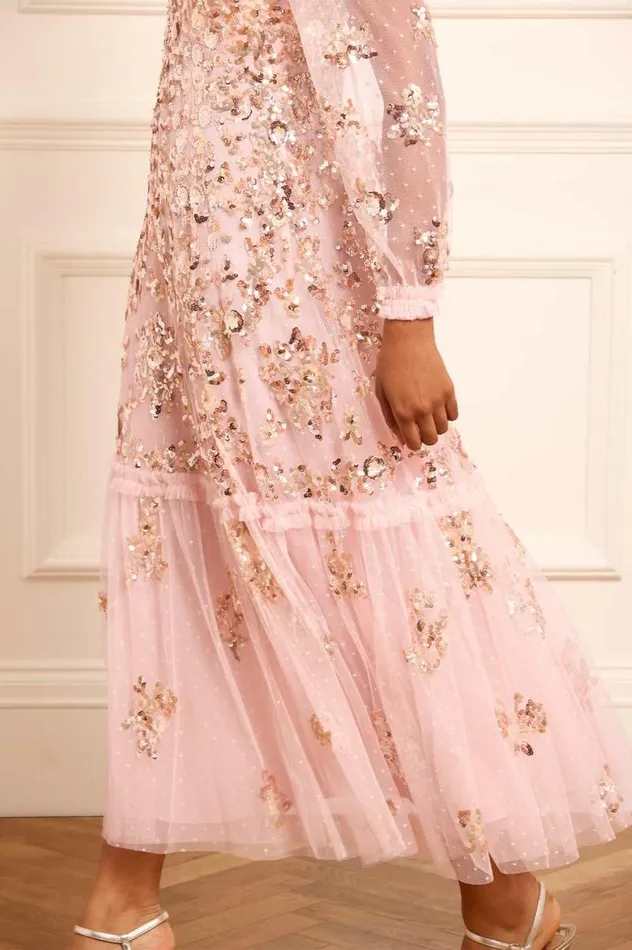 Needle and Thread Dresses Sequin Chain VNeck Ankle Gown Pink 8211 Women