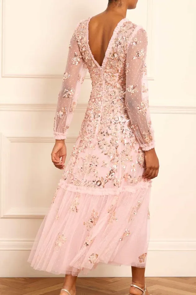 Needle and Thread Dresses Sequin Chain VNeck Ankle Gown Pink 8211 Women