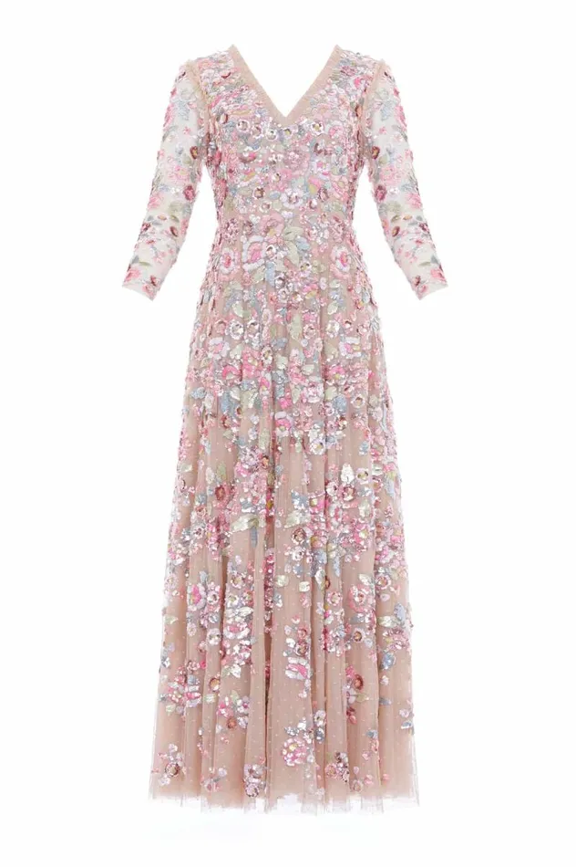 Needle and Thread Dresses Sequin Paradise Long Sleeve Gown Beige 8211 Women