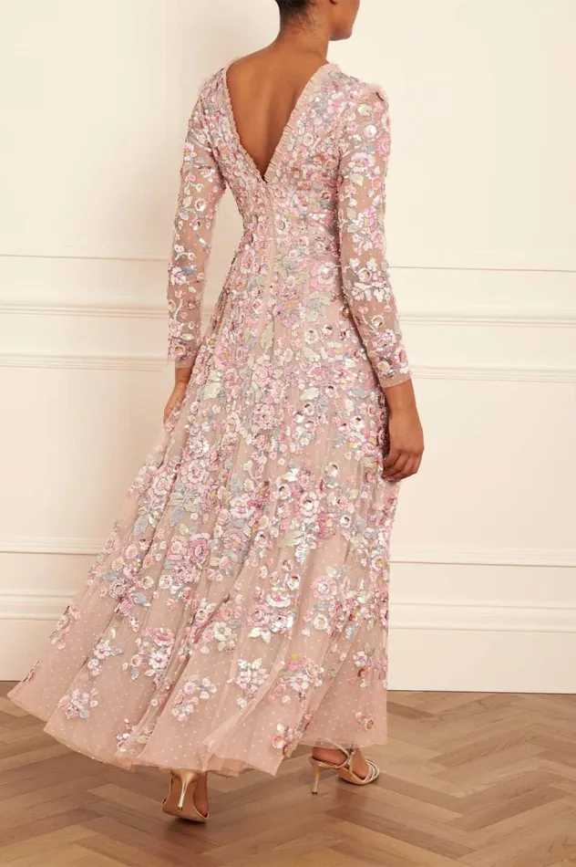 Needle and Thread Dresses Sequin Paradise Long Sleeve Gown Beige 8211 Women
