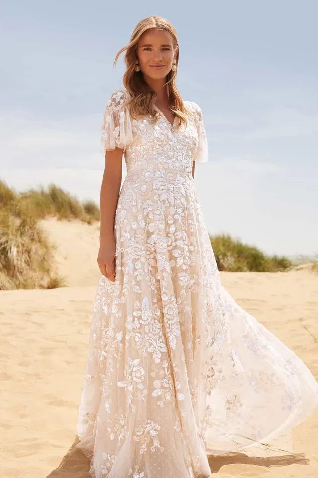 Needle and Thread Dresses Sequin Paradise Short Sleeve Gown Champagne 8211 Women