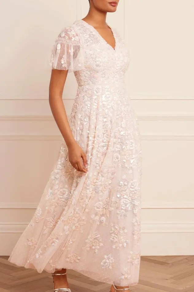 Needle and Thread Dresses Sequin Paradise Short Sleeve Gown Champagne 8211 Women