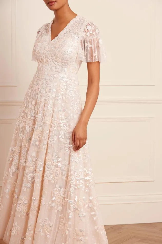 Needle and Thread Dresses Sequin Paradise Short Sleeve Gown Champagne 8211 Women