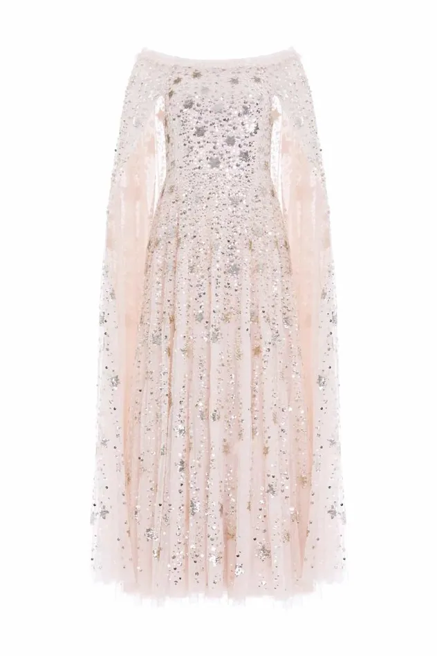 Needle and Thread Dresses Shooting Stars Cape Ankle Gown Beige 8211 Women