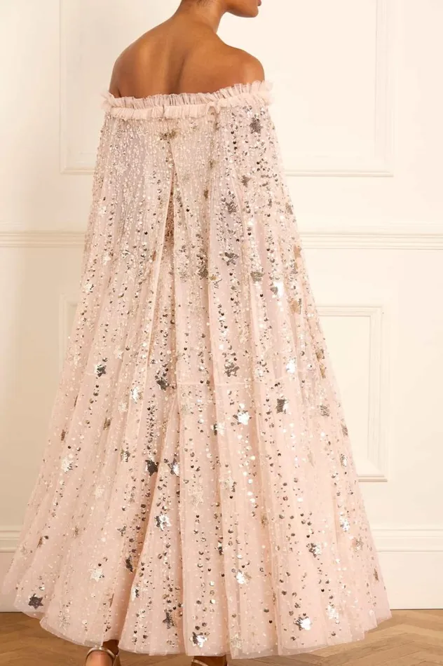 Needle and Thread Dresses Shooting Stars Cape Ankle Gown Beige 8211 Women