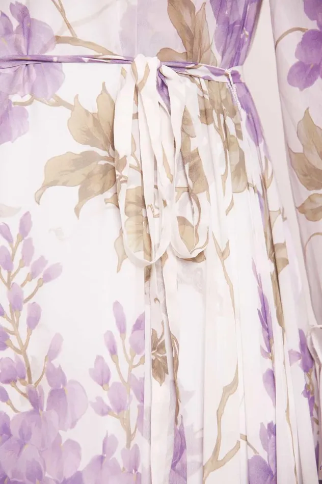 Needle and Thread Dresses Wisteria Chiffon Round Neck Ankle Gown Multi 8211 Women