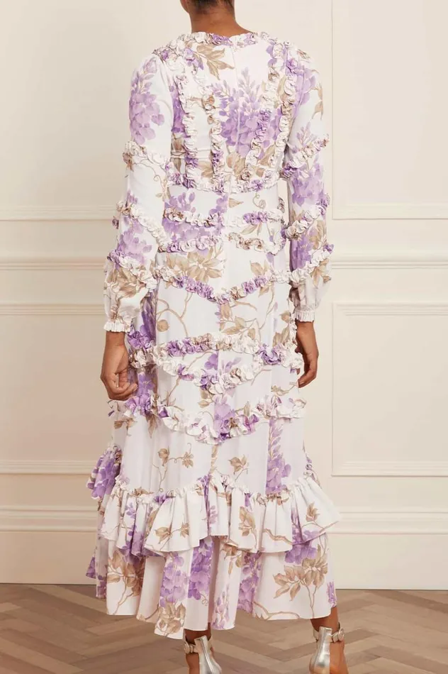 Needle and Thread Dresses Wisteria Crepe VNeck Ankle Gown Multi 8211 Women