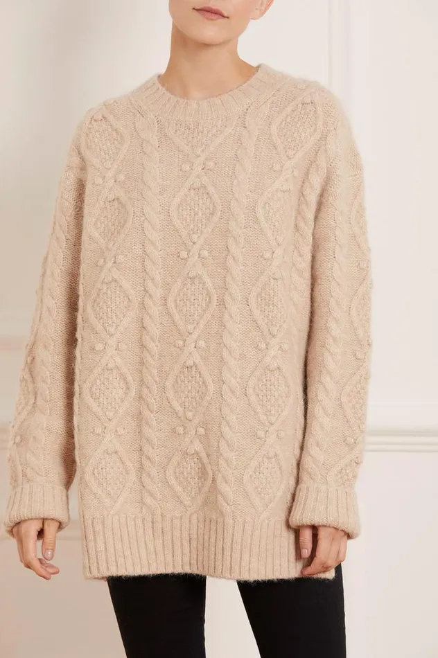 Needle and Thread Exclusives Sylvie Cable Longline Jumper Beige 8211 Women
