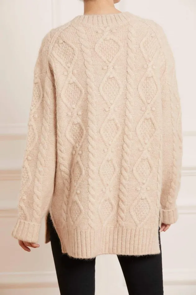 Needle and Thread Exclusives Sylvie Cable Longline Jumper Beige 8211 Women