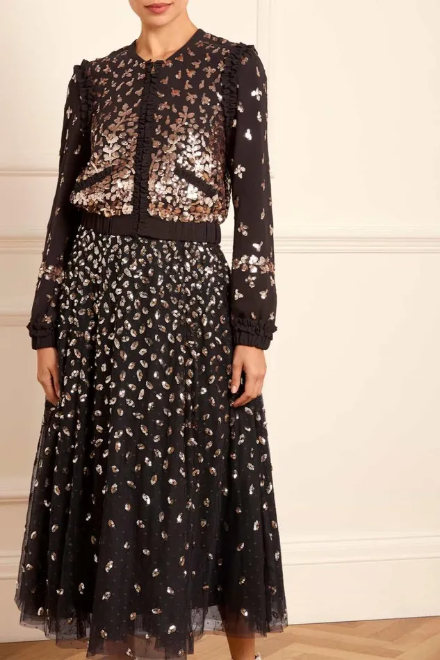Needle and Thread Skirts Autumn Leaves Ballerina Skirt Black 8211 Women