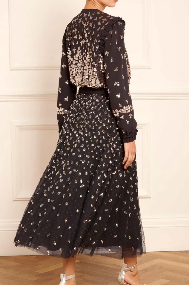 Needle and Thread Skirts Autumn Leaves Ballerina Skirt Black 8211 Women