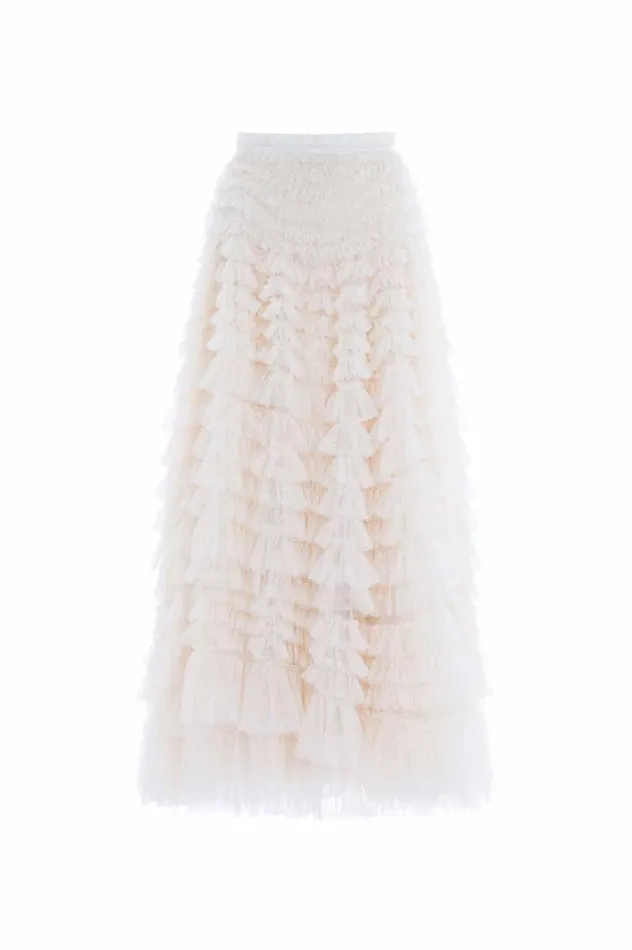 Needle and Thread Skirts Hattie Ruffle Ankle Skirt Champagne 8211 Women