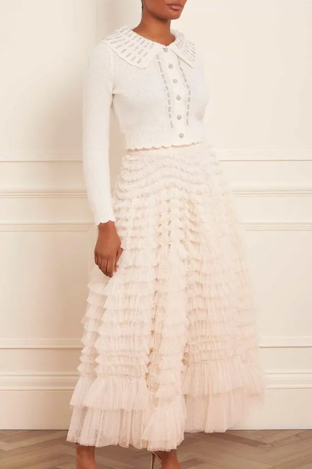 Needle and Thread Skirts Hattie Ruffle Ankle Skirt Champagne 8211 Women