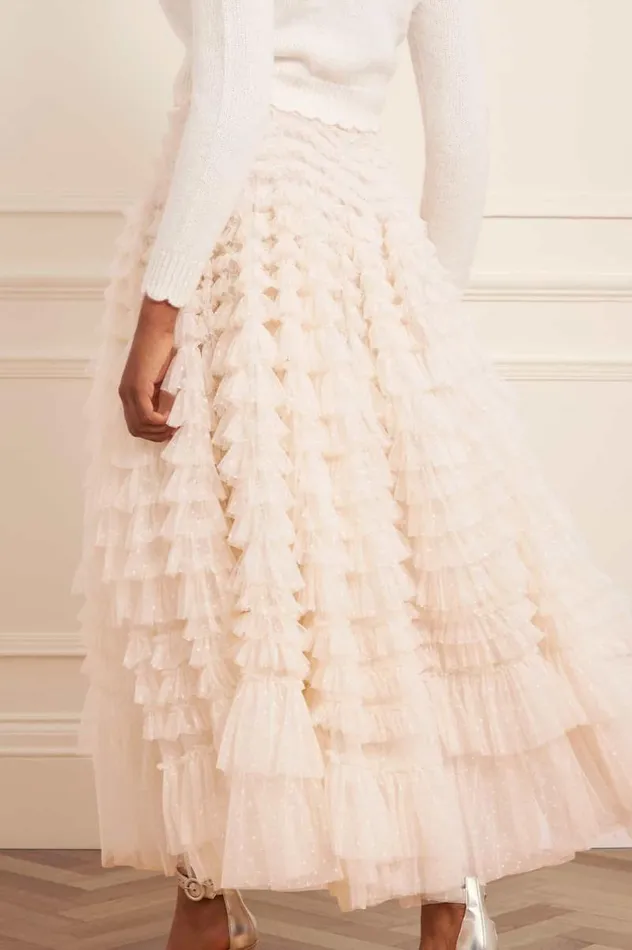 Needle and Thread Skirts Hattie Ruffle Ankle Skirt Champagne 8211 Women