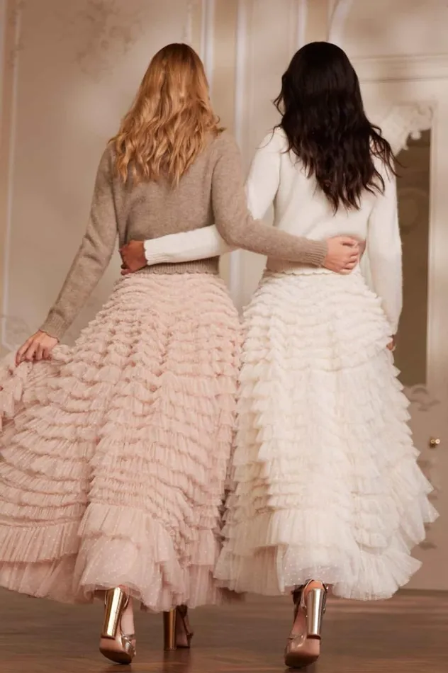 Needle and Thread Skirts Hattie Ruffle Ankle Skirt Champagne 8211 Women