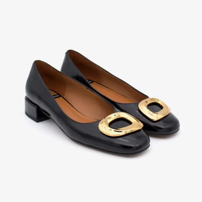 ngel Alarcn Ballerinas Woman YALO 8211 Leather Ballerina With Round Toe And Metallic Trim