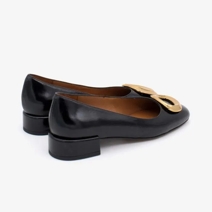ngel Alarcn Ballerinas Woman YALO 8211 Leather Ballerina With Round Toe And Metallic Trim