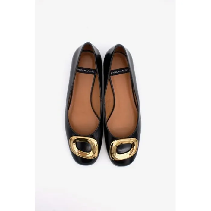 ngel Alarcn Ballerinas Woman YALO 8211 Leather Ballerina With Round Toe And Metallic Trim