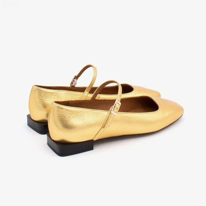 ngel Alarcn Flat Shoes Woman LYNN 8211 Shiny Leather Mary Jane Shoes With Square Toe