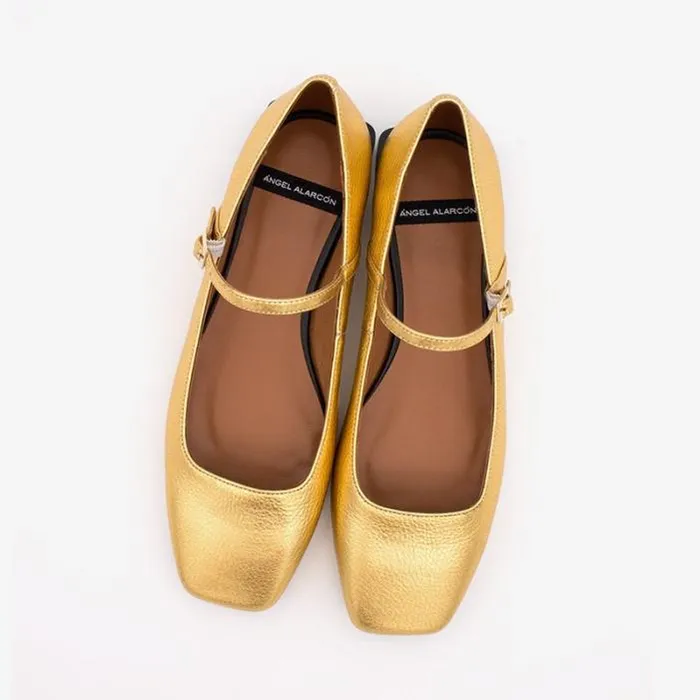 ngel Alarcn Flat Shoes Woman LYNN 8211 Shiny Leather Mary Jane Shoes With Square Toe