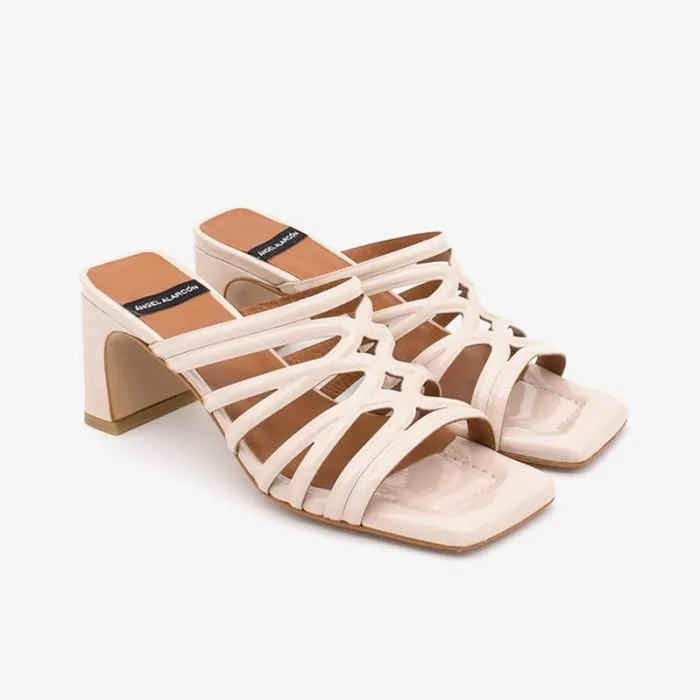 ngel Alarcn Mules Woman JEANNE 8211 Shiny Leather Heeled Sandals