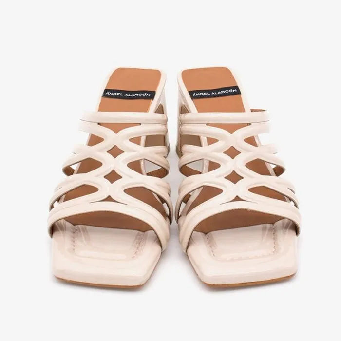 ngel Alarcn Mules Woman JEANNE 8211 Shiny Leather Heeled Sandals