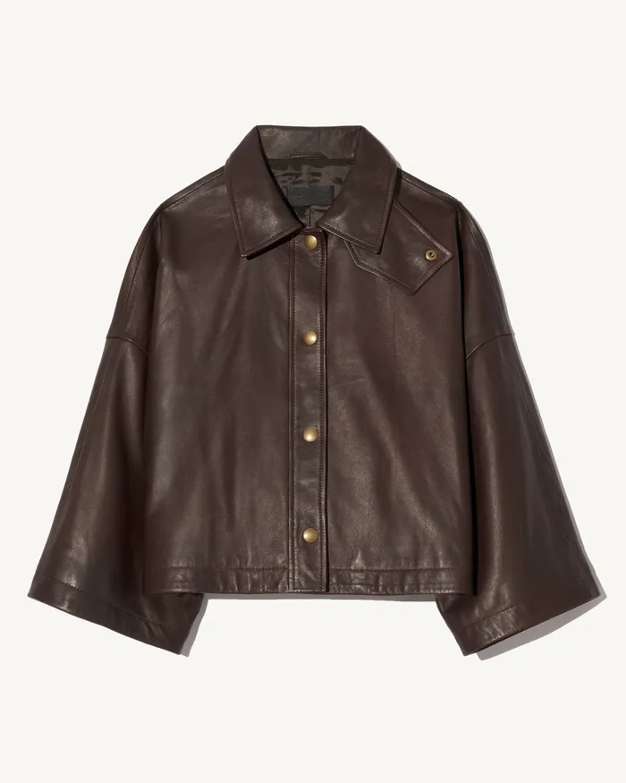 Nili Lotan Coats and Outerwear Women INES LEATHER JACKET Dark Brown
