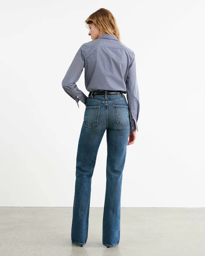 Nili Lotan DYLLAN SHIRT Navy Vichy Check Women Tops