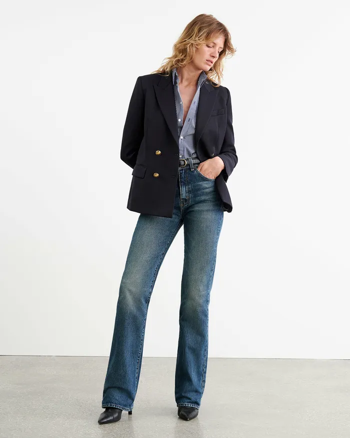Nili Lotan DYLLAN SHIRT Navy Vichy Check Women Tops