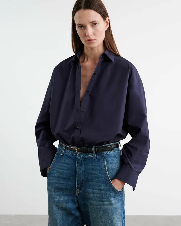 Nili Lotan MATTIA SHIRT Navy Women Tops