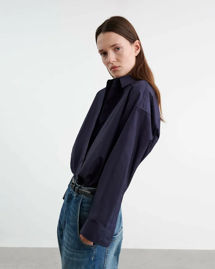 Nili Lotan MATTIA SHIRT Navy Women Tops