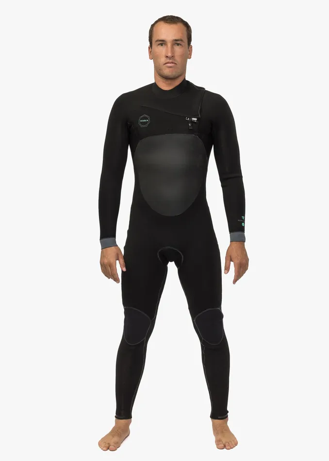 North Seas 43 Full Chest Zip Wetsuit Black North Seas Wetsuits Vissla Men