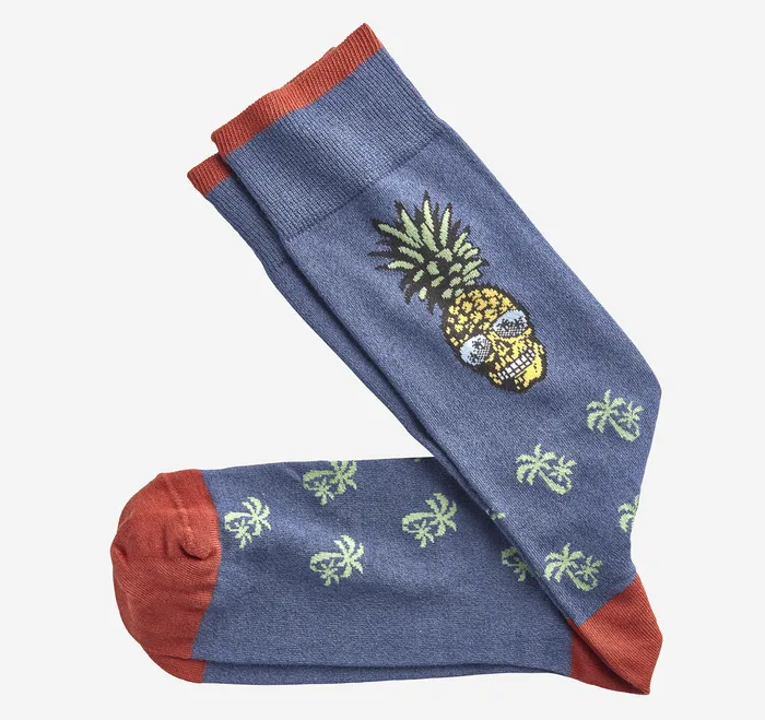 Novelty Socks Denim Pineapple Skull Socks Johnston and Murphy Men