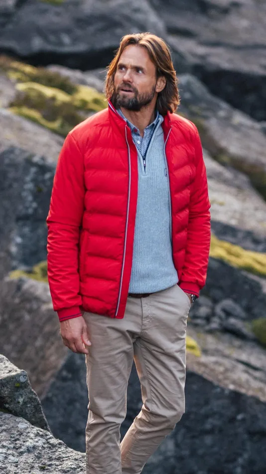 NZA New Zealand Auckland Jackets Red Polyester Bomber Jacket 8211 Reef Red 8211 Men NZA New Zealand Auckland Jackets Red Polyester Bomber Jacket 8211 Reef Red 8211 Men
