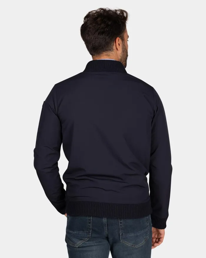 NZA New Zealand Auckland Knitwear Dark Blue Cardigan With White And Blue Pattern 8211 Winter Navy 8211 Men