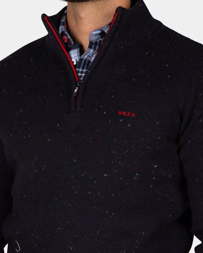 NZA New Zealand Auckland Knitwear Dark Blue Pullover With HalfZip 8211 Winter Navy 8211 Men NZA New Zealand Auckland Knitwear Dark Blue Pullover With HalfZip 8211 Winter Navy 8211 Men