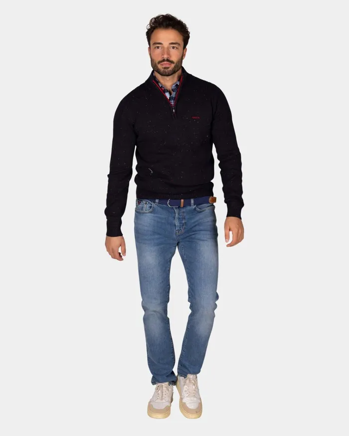 NZA New Zealand Auckland Knitwear Dark Blue Pullover With HalfZip 8211 Winter Navy 8211 Men NZA New Zealand Auckland Knitwear Dark Blue Pullover With HalfZip 8211 Winter Navy 8211 Men