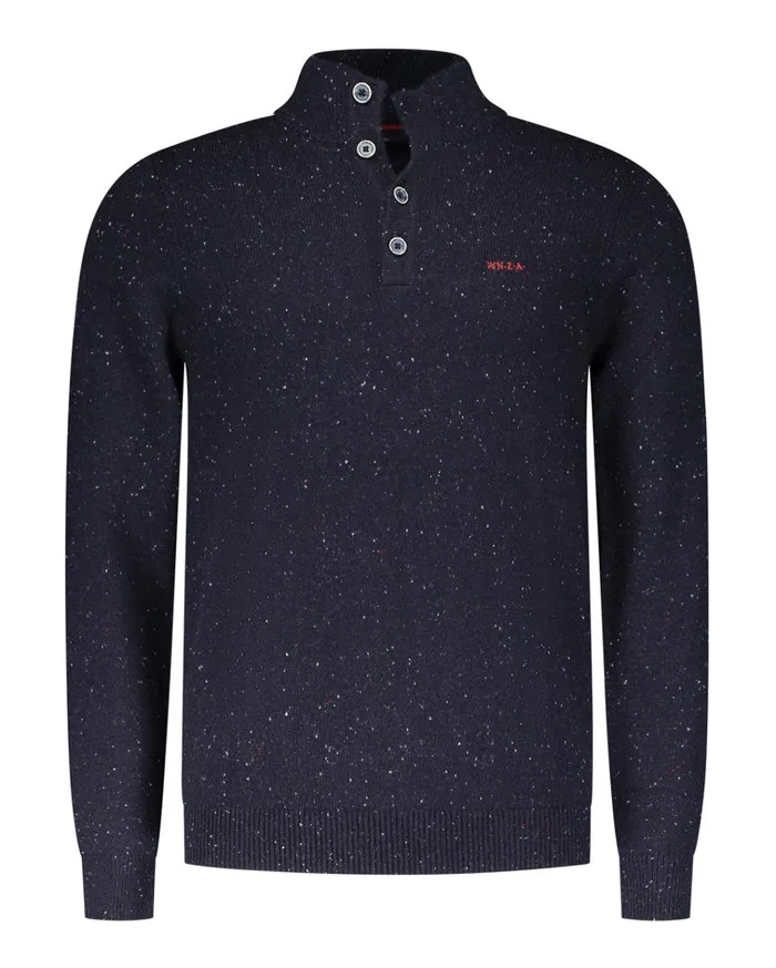 NZA New Zealand Auckland Knitwear Navy Sweater With Buttons 8211 Winter Navy 8211 Men