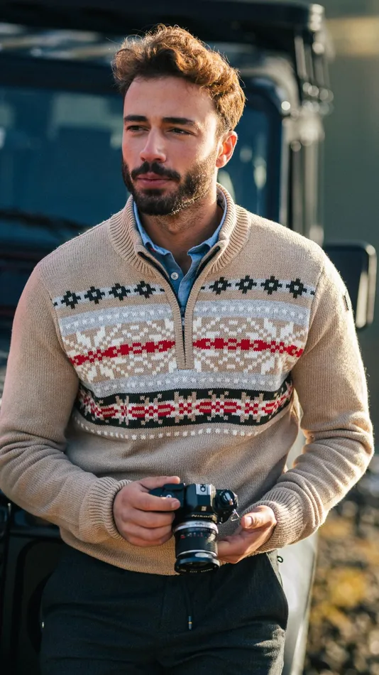 NZA New Zealand Auckland Knitwear SandColored Pullover With Knitted Print 8211 Shimmering Sand 8211 Men NZA New Zealand Auckland Knitwear SandColored Pullover With Knitted Print 8211 Shimmering Sand 8211 Men