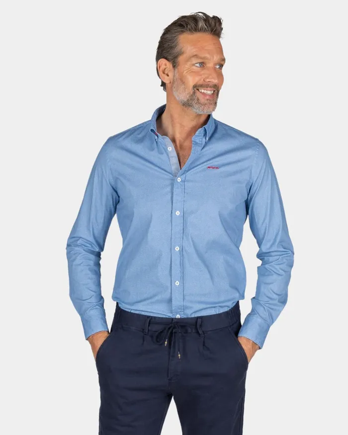 NZA New Zealand Auckland Shirts Blue Cotton Shirt With Stretch 8211 Brave Blue 8211 Men