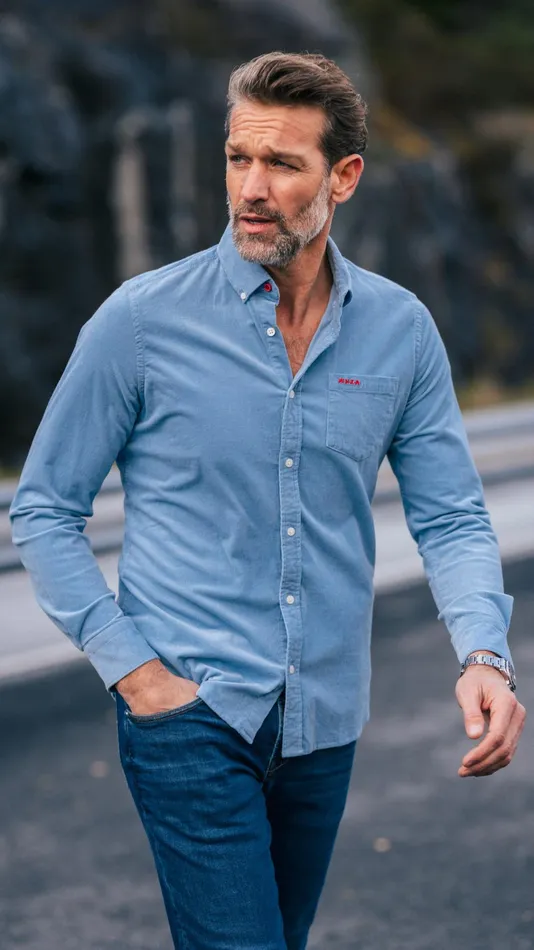NZA New Zealand Auckland Shirts Blue Stretch Cotton Shirt 8211 Brave Blue 8211 Men