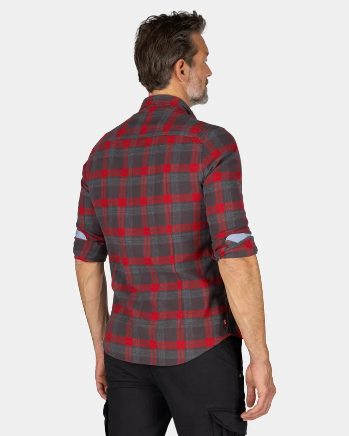 NZA New Zealand Auckland Shirts Brown And Red Checkered Shirt 8211 Mud 8211 Men