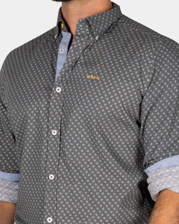 NZA New Zealand Auckland Shirts Dark Grey Shirt With White Dots 8211 Ash Grey 8211 Men